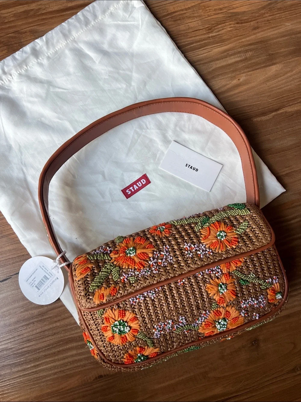 STAUD Tommy Beaded Bag Raffia - Picture 15 of 16